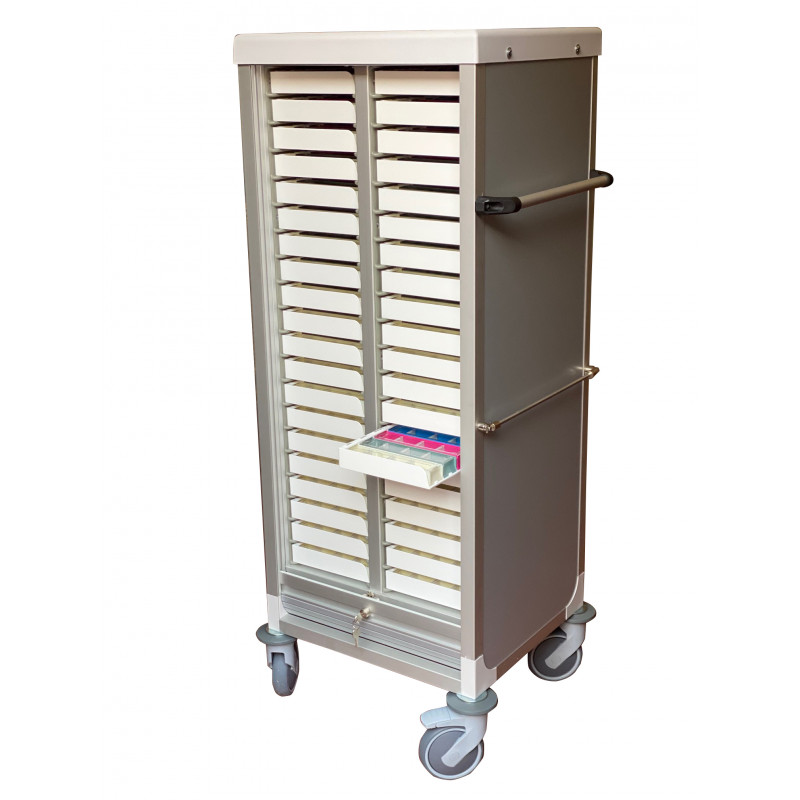 Carro de medicación para 40 pastilleros de dispensación semanal