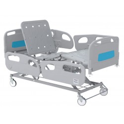 Cama hospitalaria con barandillas y cabeceros en abs