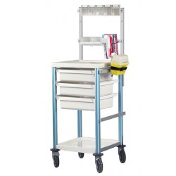 Carro de curas con cajones, mesa abatible y papelera