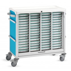 Carro medicación distribución de la medicación con capacidad 60 bandejas